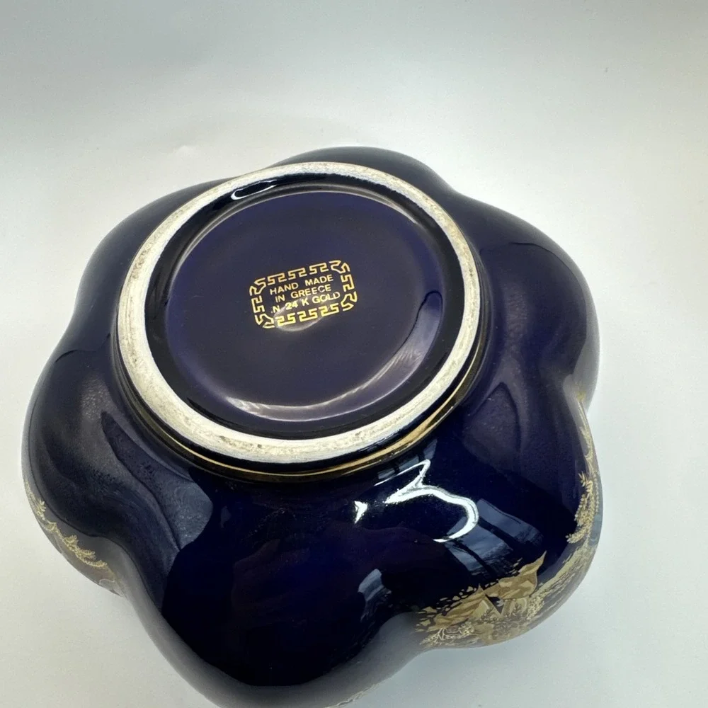 Cobalt blue jardiniere planter bowl Portrait Greek‎ Vase Scene 5.5
